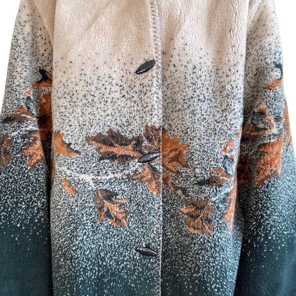 Vintage 90s White Stag Fall Leaf Landscape Hooded Fleece Jacket Coat Sz 1X - Picture 7 of 9
